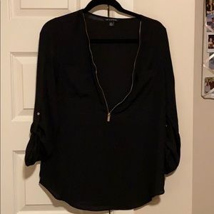Black zip up blouse